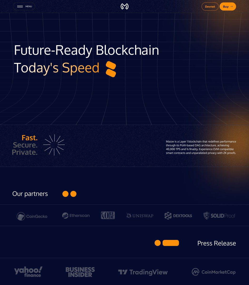CryptoGogeta's tweet photo. $MAZZE @MazzeLabs $7 mill MC. Layer 1. POW. Compare below:

-$KAS Kaspa = POW DAG + 1 block per second + no smart contracts yet + not EVM compatible

-$ALPH Alephium = POW DAG + EVM Compatibility + 10,000 transactions per second

-$MAZZE = POW DAG+ Up to 30 blocks per second in test-net 🤯, ~45,000 transactions per second + EVM Compatibility + ZK proofs

In the last bull run it was the layer 1s that had the greatest returns. Nothing runs as high. And this one is only at a $7 mill MC. Devnet is likely this week or the next. Mainnet in the near future. Been following telegram and team for 9 months, they’ve already broken some high set bars, and have exceeded expectations, especially during testnet. Real project, not another rug pull, see pics below.

-Website: https://t.co/1hUn7kFvl8
-X: @MazzeLabs

#Crypto #Altcoins #Alts #BTC #Bitcoin #ETH #Ethereum #Microcap #Lowcap #Gem