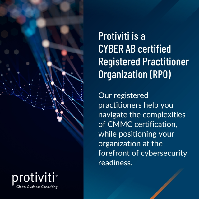 TimMaloneyJr's tweet photo. Cybersecurity Maturity Model Certification (CMMC) compliance consulting is vital for businesses working with the U.S. Department of Defense. Protiviti’s tailored services help you meet CMMC requirements, ensuring cybersecurity. Act now! https://t.co/XDI971fXx6 https://t.co/wTttHzYO2o