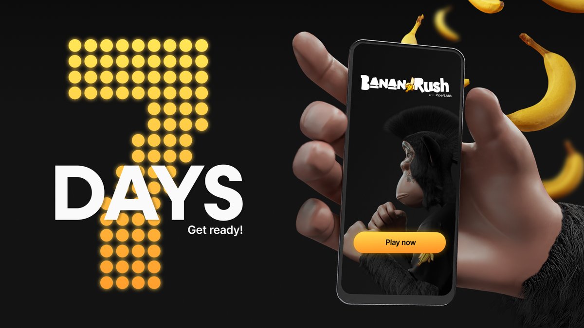 bananarush_io's tweet image. Initiating countdown..
In 7 days, the rush will awaken. 🍌
December 12th, The Banana Rush: Beta Version will be live to the public.