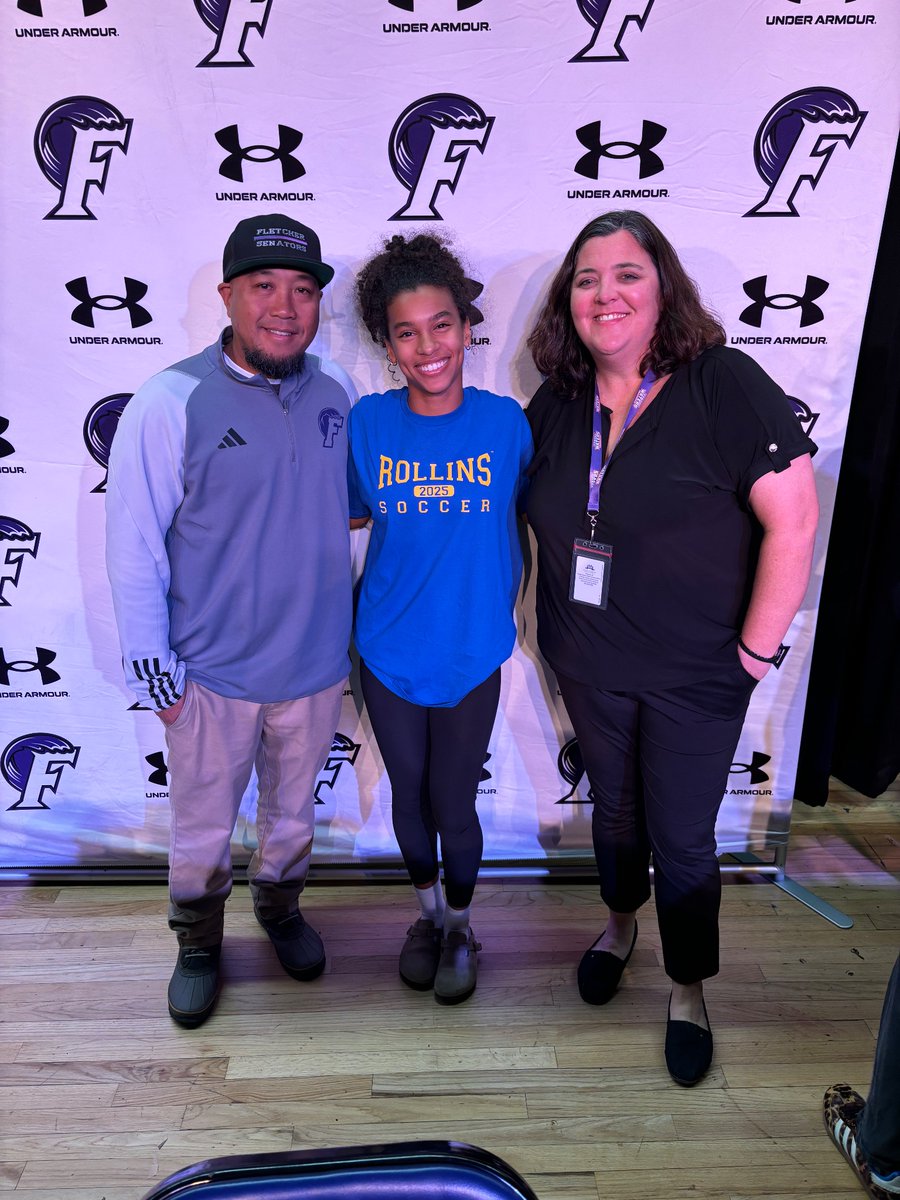 fletchersoccer's tweet photo. Congratulations to our two early soccer signees: Emma McMurry &amp; Riley Chapman @RileyChap4 @RollinsSoccer @PBAUniversity 
We know you ladies will excel at the next level! 💜⚽️ https://t.co/3ix7UbVXD7