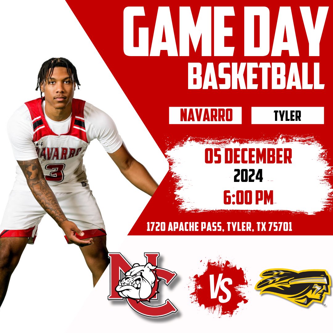 NavarroBball's tweet photo. 🔴⚪️ GAME DAY 🔴⚪️

Region XIV conference opener for the Dawgs tonight as we head on the road to play against Tyler JC. 

🆚 Tyler JC
⌚️ 6:00 PM
🖥️ https://t.co/4Q0DE3LXTc…
📍 Wagstaff Gymnasium 

Go Dawgs‼️

🐶🐾🏀

🐶@mikeyr3_ https://t.co/PzImZj16Uq