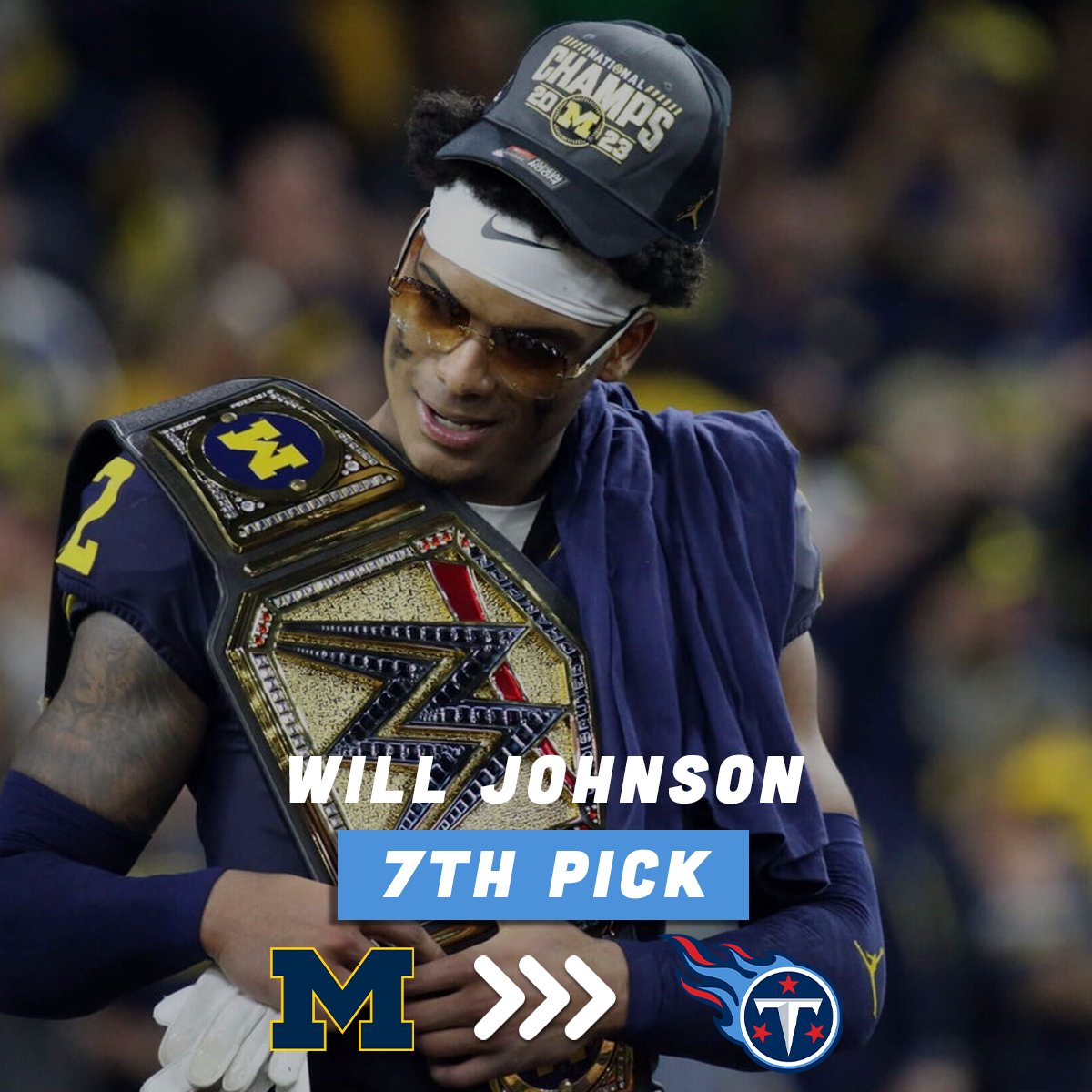 Flameheads_'s tweet photo. CBS' @BBrockermeyerFW has the Titans taking Michigan CB Will Johnson with the 7th pick in his latest mock draft🤔

Would you take him?👇 #TitanUp https://t.co/KiAPzHdCe6