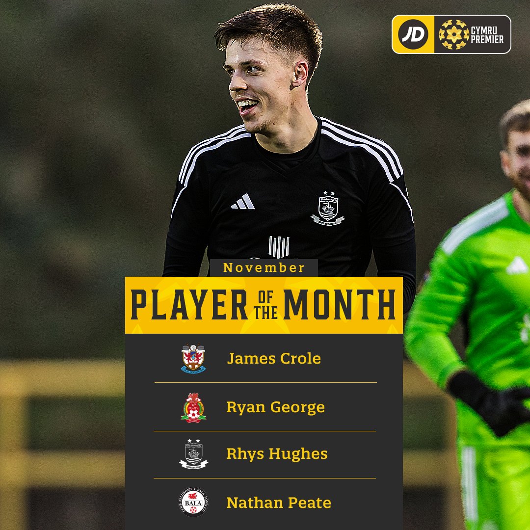 CymruLeagues's tweet photo. 🥁 Presenting the shortlist for November's Player and Manager of the Month awards across the #JDCymruLeagues.

🗳️ Pick your winners below, before the result is combined with a league and independent voting panel 👇