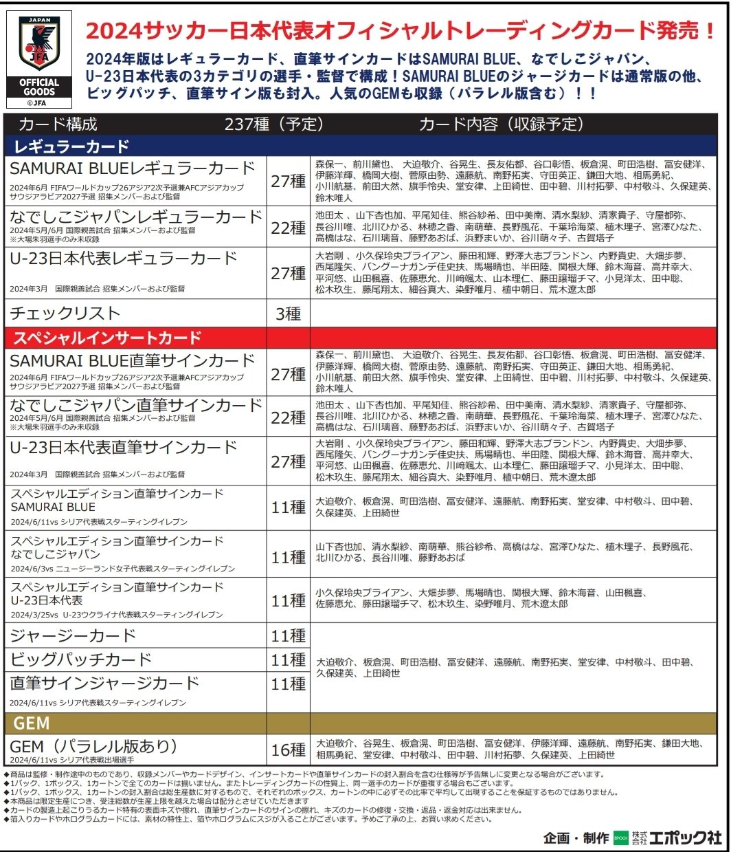 染野唯月直筆サインカード日本代表
