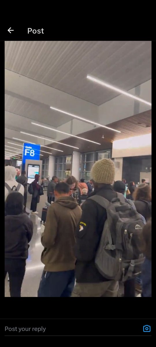 PosterShiz91's tweet photo. @Driftwould2 @stclairashley @Delta I been asking this and no one's answering... Even worse .. when asked why is there an army guy in line if this is all migrants and she won't answer https://t.co/Y7ZsZvtbEM