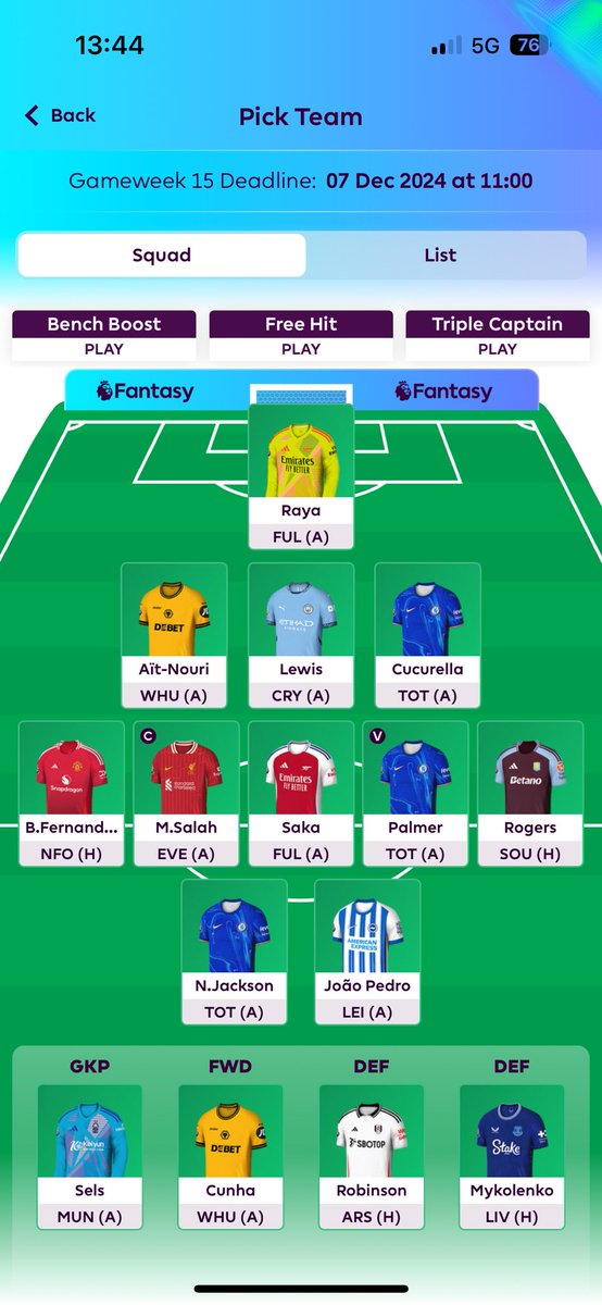 Hmmm what to do? Got 1 FT 0.5 ITB
But could roll the transfer? And…
Who to START?!? Between the front 3?
#FPL #FPLCommunity #GW15