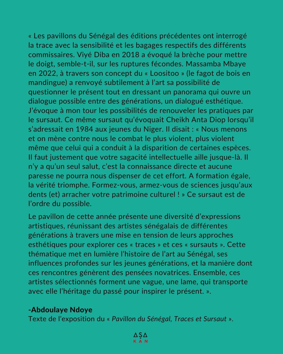 asakan_art's tweet photo. Nos Coups de Cœur 
de la Biennale de Dakar 2024

8. L’Exposition du « Pavillon du Sénégal, Traces et Sursaut »

_Musée des Civilisations Noires 

#critiquedart
#curateurs 
#artcurators
#commissariatdexposition
#artcontemporain
#contemporaryafricanart
#PavillonSénégal
#dakart2024 https://t.co/dOAFnDSlm1