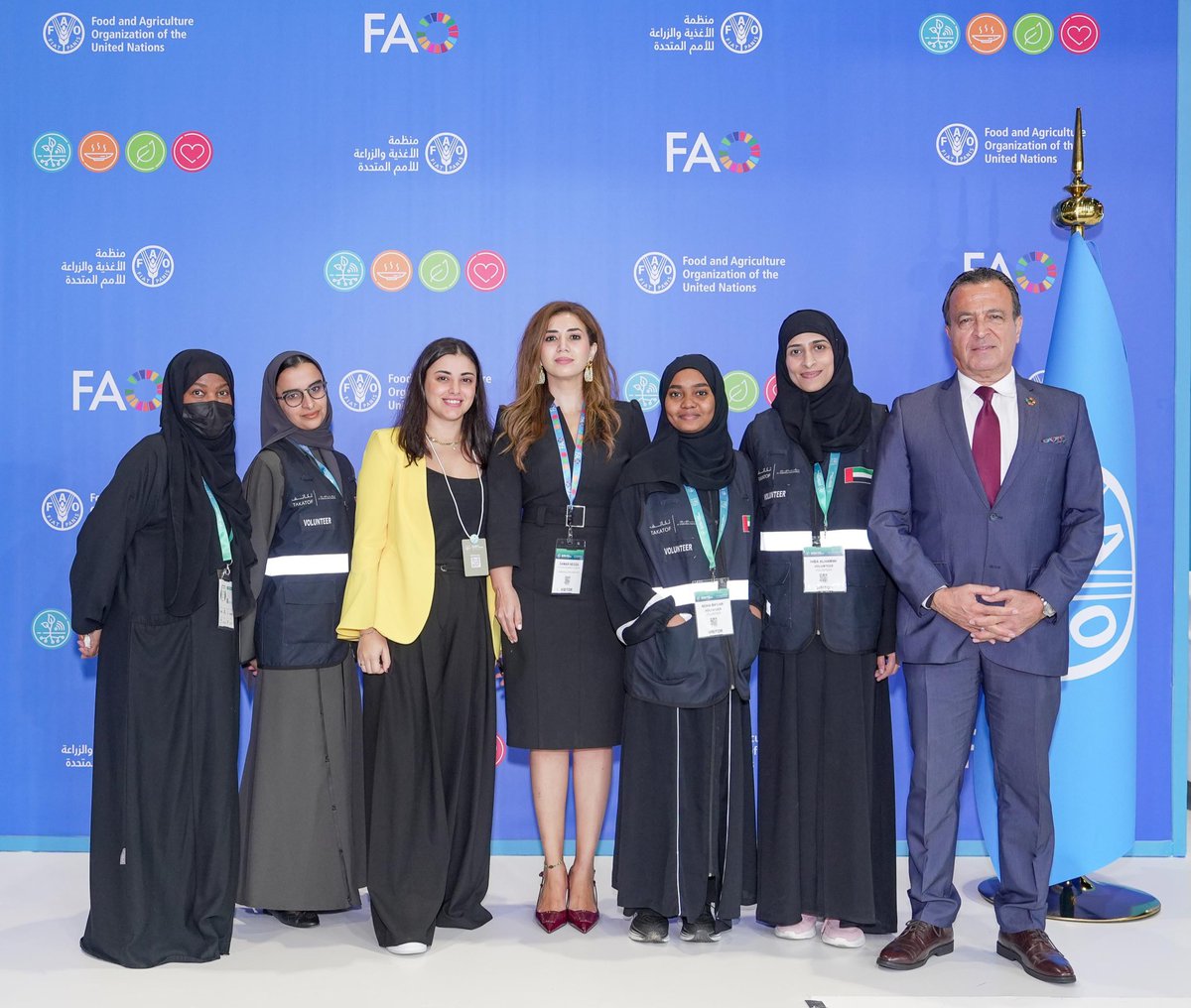 FAOinUAE's tweet photo. On #InternationalVolunteersDay 2024, we celebrate volunteers who embody the spirit of giving.

@FAO thanks @EFYouth volunteers for supporting our pavilion during #GlobalFoodWeek at @ADNECGroup in Abu Dhabi last week.

✨Your passion and dedication inspire us! https://t.co/brQzNlRRFx
