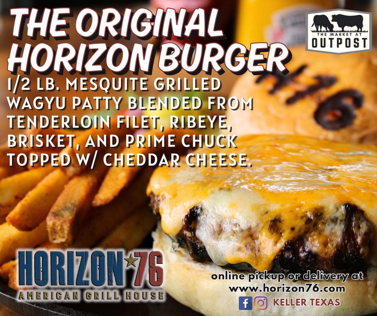 horizon76.com
The Original Horizon Burger crafted from wagyu beef. #burgers #kellertx #wagyu #bestburger #yougottatry