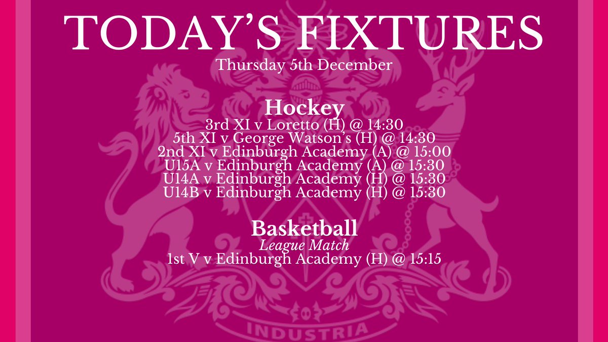 Details of today’s fixtures.