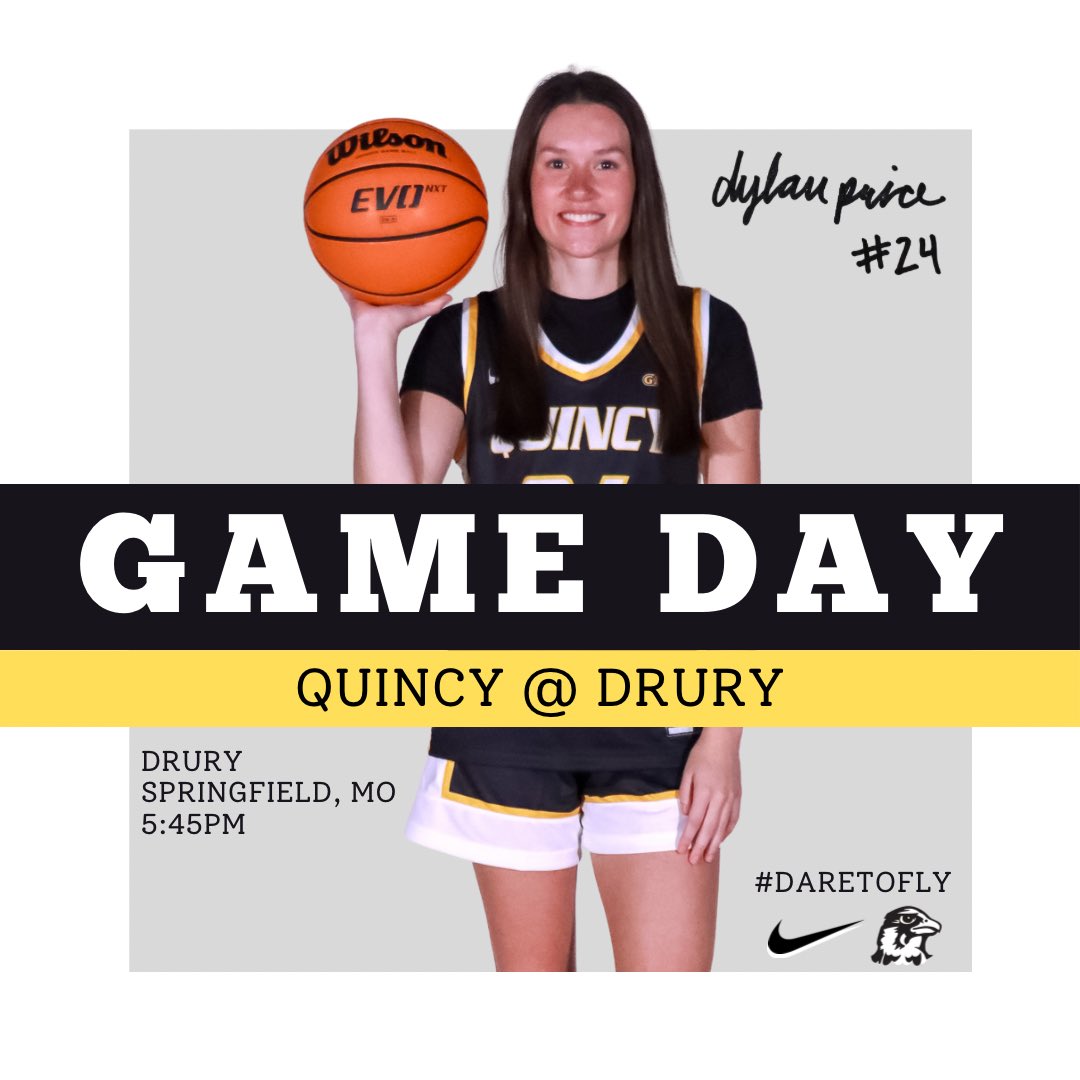 QUHawksWBB's tweet photo. It’s a great day for a Game Day! 

🆚  Drury
📍  Springfield, MO
⏰  5:45 p.m.

#DareToFly 🦅 https://t.co/iBi4krLArk