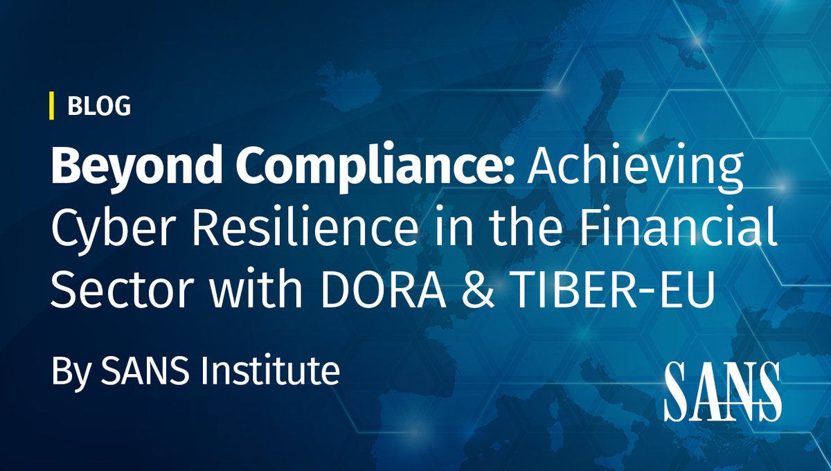 🚀 The future of finance is resilient. #DORA &amp; #TIBER-EU are driving change in how financial institutions prepare for evolving #Cybersecurity threats. Prepare for 2025, get actionable insights now. @sansinstitute

Read the blog → sans.org/u/1zib
