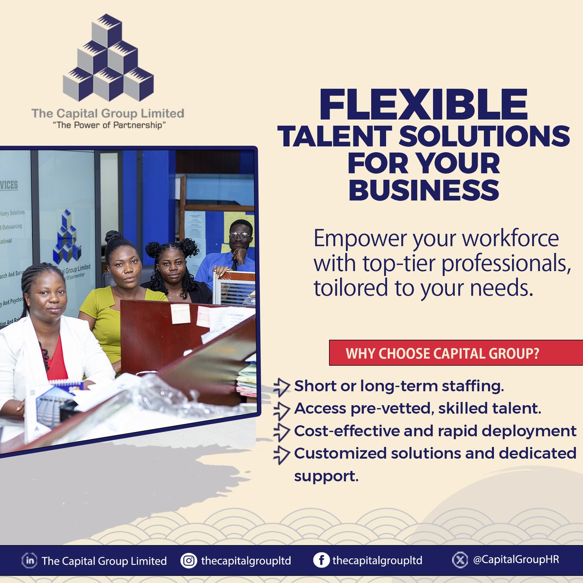 CapitalGroupHR's tweet image. Need flexible talent solutions? Capital Group has you covered! Whether short-term projects or long-term needs, we&apos;ve got pre-vetted, top-tier professionals ready to elevate your workforce.
#tcgl
#contractstaffing