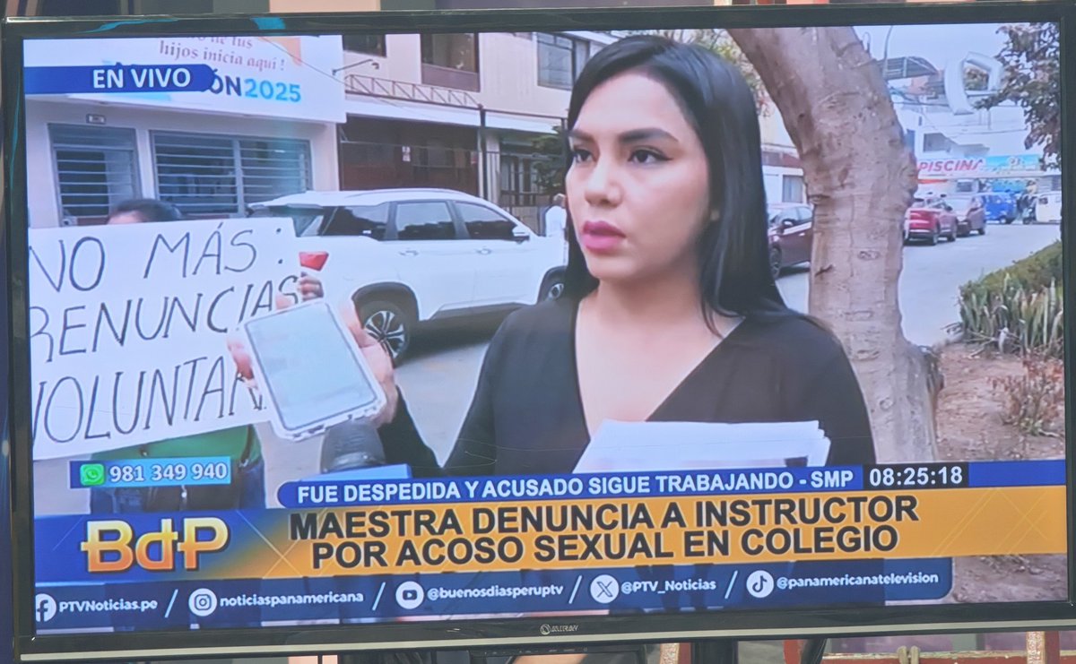 piacostar's tweet photo. Velkis es una mujer valiente. Ella denunció a su acosador, un auxiliar de un colegio en SMP. Hay audios en los que este sujeto reconoció frente al gerente del plantel haberle dicho cosas que él consideró "bromas negras". Pero en vez de despedir al agresor, la despiden a ella. https://t.co/7xnH1D7M7l