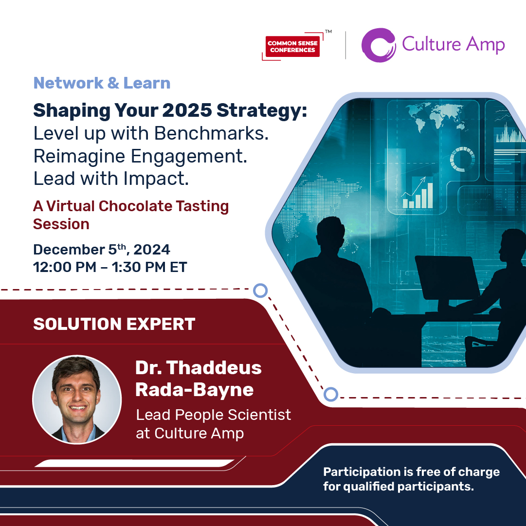 Join us on Dec 5th, 2024, for an exclusive HR roundtable discussion with Lead People Scientist, Dr. Thaddeus Rada-Bayne! Explore evolving employee expectations, strategies for engagement, and more. 

Register now: bit.ly/4fOwxDF 

#HR #people #workculture #leadership