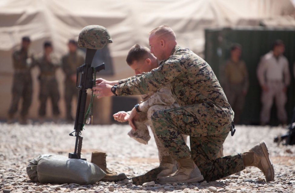 Maybe it’s time for a <a href="/SecDef/">Secretary of Defense Pete Hegseth</a> who has…

Led in combat. Been on patrol for days. Pulled a trigger. Heard bullets whiz by. Called in close air support. Led medevacs. Dodged IEDs.

And understands—to his core—the power of this photo…because he’s been on that knee before.