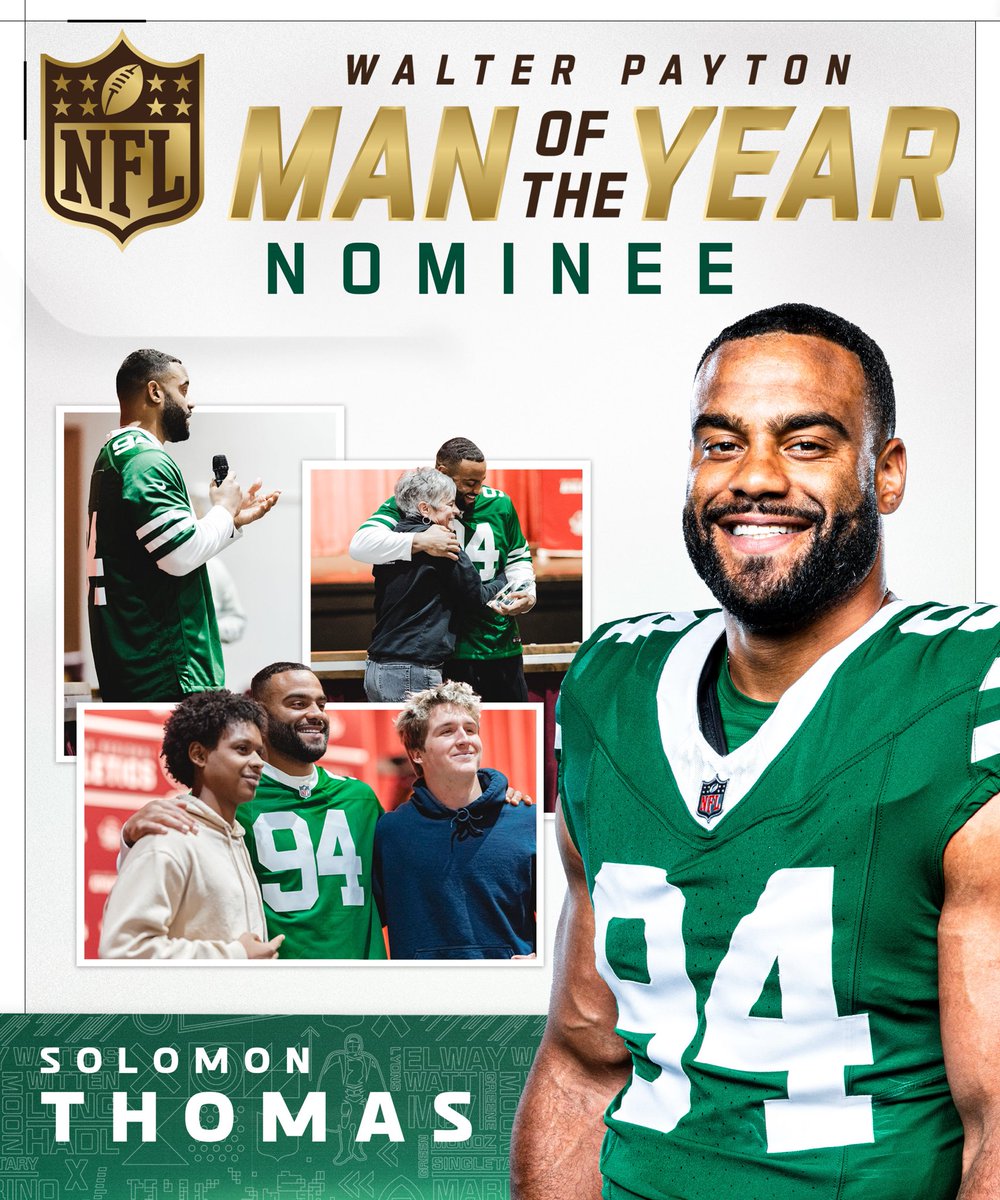 The man whose passion for philanthropy is felt by his entire community…

Our 2024 Walter Payton Man Of The Year nominee is <a href="/SollyThomas90/">Solomon Thomas</a>! 💚
