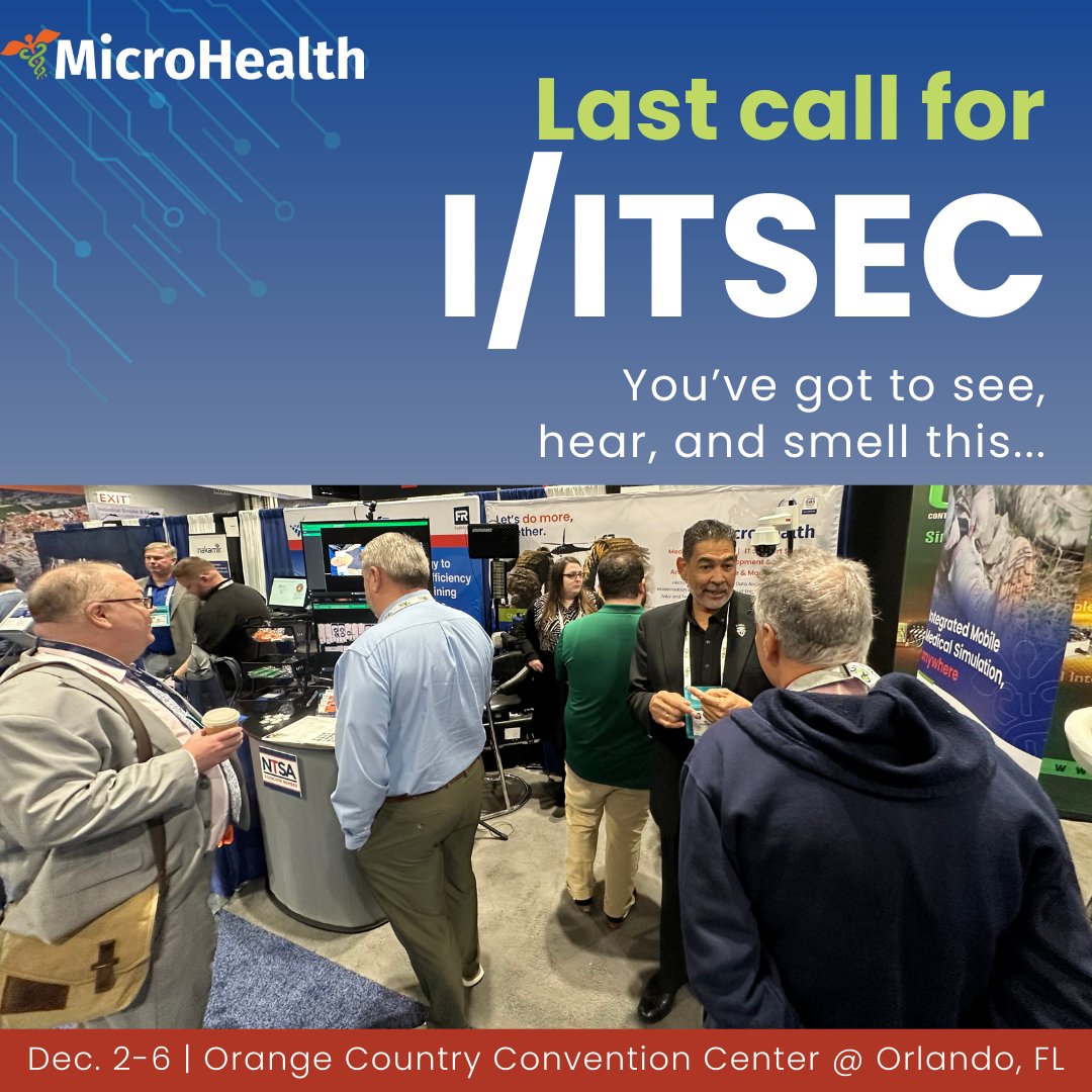 MicroHealthLLC's tweet photo. The clock is ticking at @iitsec! ⏰
 
Visit us at Booth #1️⃣9️⃣4️⃣0️⃣ in the Small Business Pavilion.
 
Discover how we're tackling deployed medical simulation challenges with advanced tech.
 
See you there!
 
#IITSEC2024 #IITSEC #medicalsimulation #medsim #microhealth https://t.co/6RJAjgOpQI