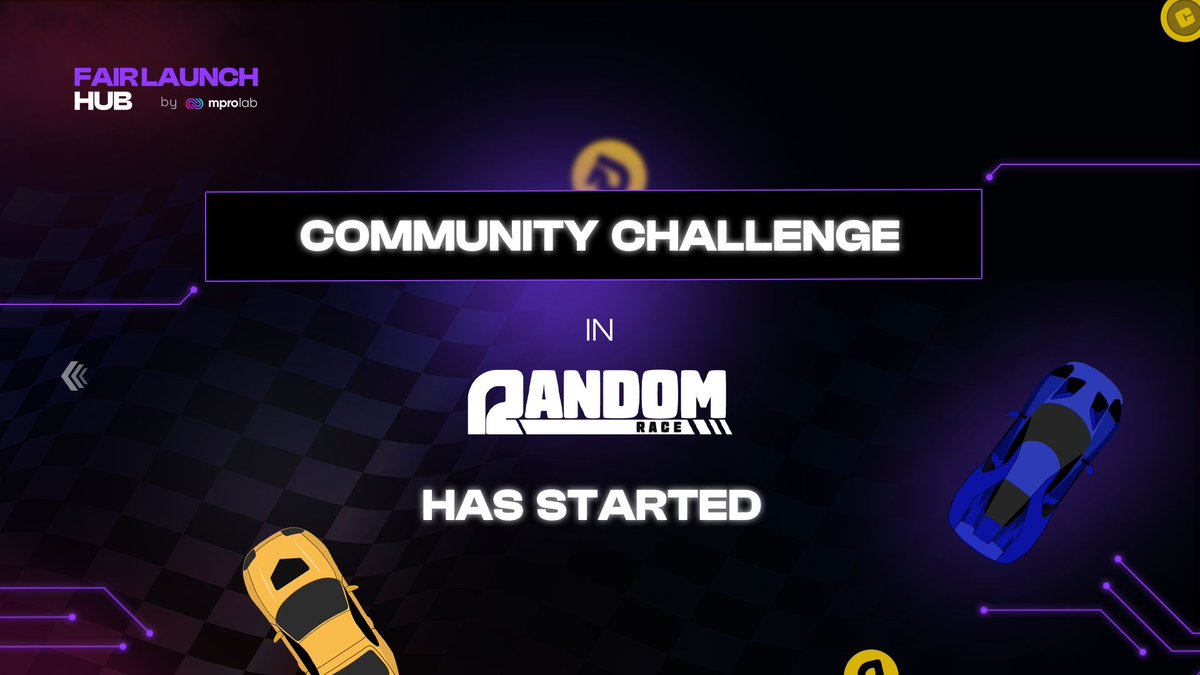 fairlaunchub's tweet image. 🚨 The $RACR Community Challenge Has Officially Started 🚨

📅 End: 8.12, 3:00 PM CET

🏆 Prize Pool:
🔥 $60 shared among 4 winners 💰
🔥 4x exclusive "Smallvagen" NFTs 🎁

Ready to race? Let’s go! 🏎️

1/3
