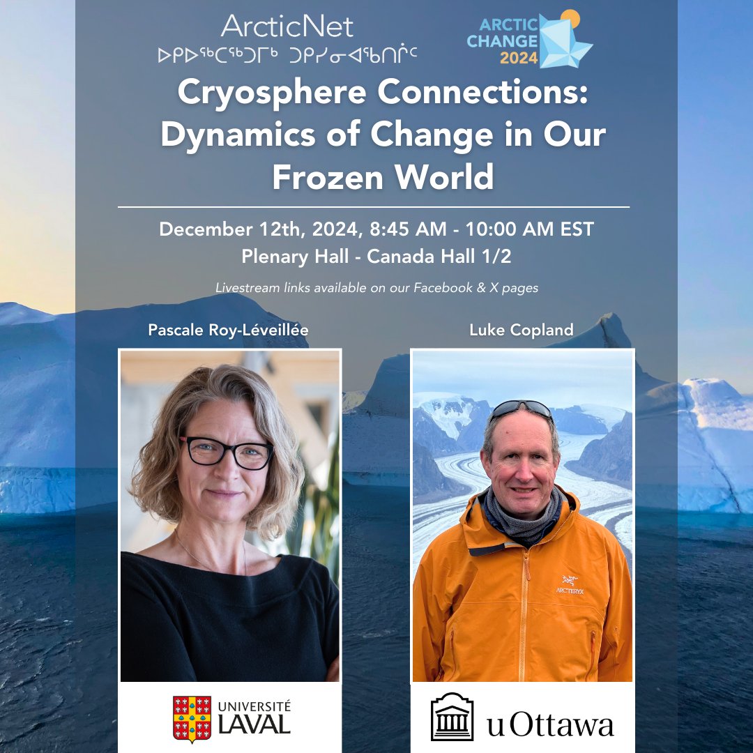 ❄️ Join us for our final plenary "Cryosphere Connections: Dynamics of Change in Our Frozen World" at #AC2024 on Dec. 12th from 8:45-10:00 AM EST. Join in-person or via our livestream 👉  bit.ly/41cshJW