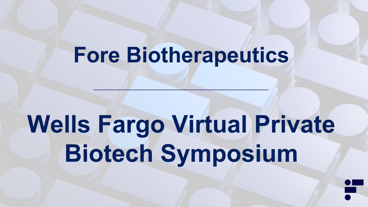 ForeBiotx's tweet image. FORE Bio will participate in the Wells Fargo Virtual Private Biotech Symposium on Dec. 12. William Hinshaw, Chief Executive Officer and Michael Byrnes, Chief Financial Officer will host and participate in one-on-one meetings at the conference. Learn more: businesswire.com/news/home/2024…