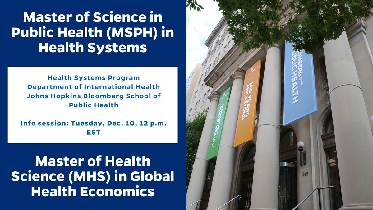 Our master's degree info session is in less than one week. Attend to learn more about our #GlobalHealth master's degrees and where these degrees can take you. 

Tuesday, Dec. 10 at 12 p.m. EST

applygrad.jhu.edu/register/?id=a…