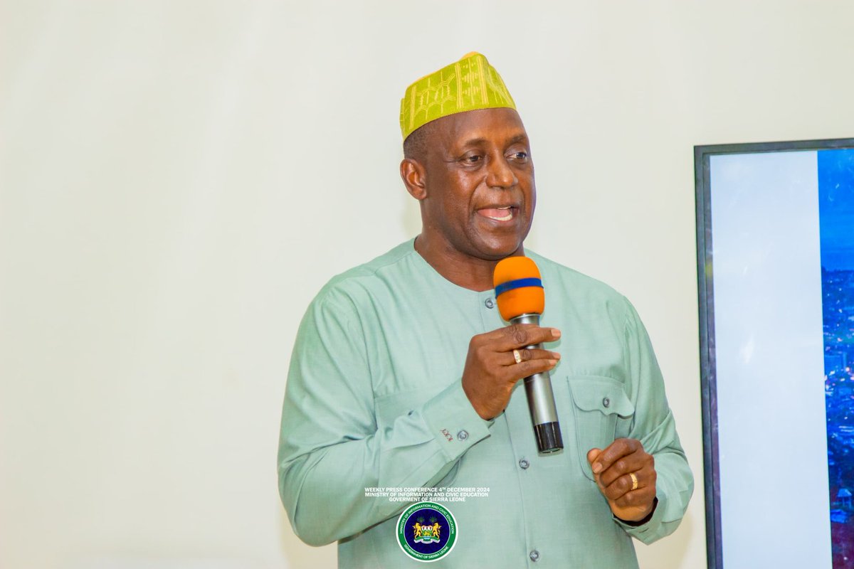 MoiceComm's tweet photo. "For the medium term, spanning 12 to 18 months, the government plans to develop new power plants in Newton and Lungi (40MW combined), and Kamakwei (40MW), while expanding solar installations with 15MW at Newton" @KYumkella
#WeeklyPressConference https://t.co/6dG6syndgU