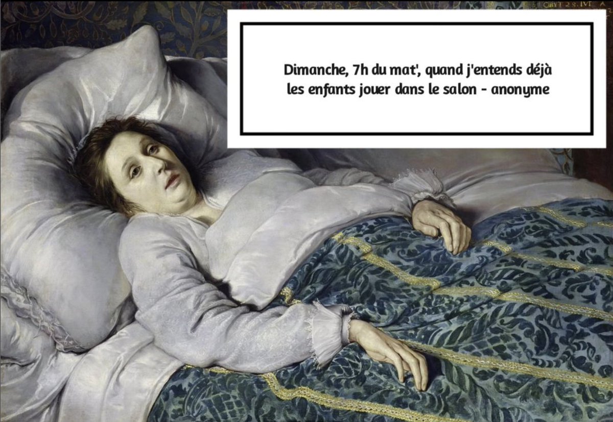 deregledelart's tweet photo. Dimanche, 7h du mat', quand j'entends déjà les enfants jouer dans le salon - anonyme
#Retrouvez d'autres tableaux détournés sur https://t.co/siyJoMHtQL

#peinture #tableau #peintre #parodie #faussaire #toile #huile #art #artiste #expo #exposition #caricature #plagiat https://t.co/uw029GvnW2