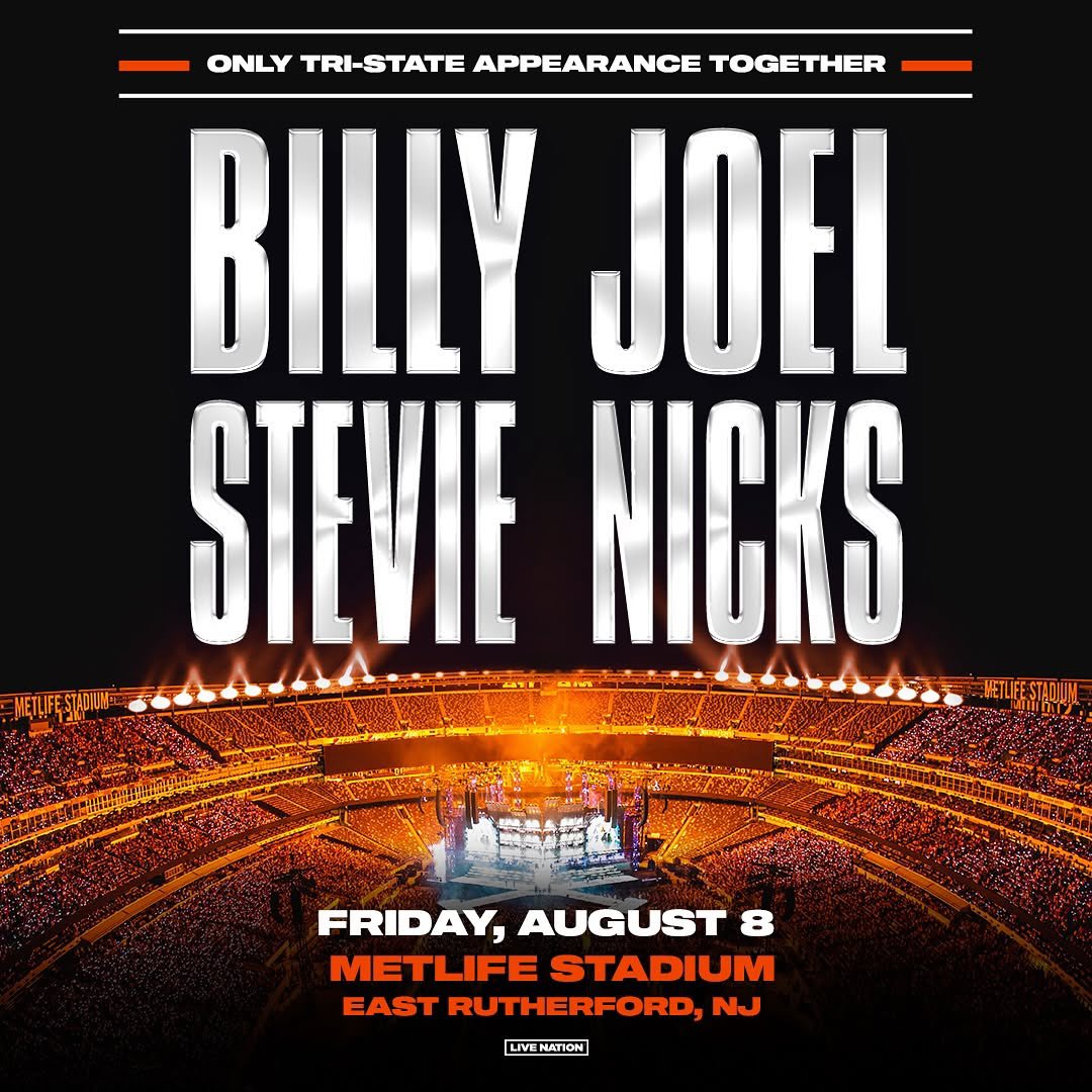 Stevie Nicks (@stevienicks) on Twitter photo Join <a href="/billyjoel/">Billy Joel</a> and me at <a href="/MetLifeStadium/">MetLife Stadium</a> for our only tri-state appearance together on Friday, August 8, 2025. ⨠stevienicksofficial.com
Citi cardmembers will have access to presale tickets beginning on Monday, December 9 at 10 AM EST. Tickets will go on sale to the general Join <a href="/billyjoel/">Billy Joel</a> and me at <a href="/MetLifeStadium/">MetLife Stadium</a> for our only tri-state appearance together on Friday, August 8, 2025. ⨠stevienicksofficial.com
Citi cardmembers will have access to presale tickets beginning on Monday, December 9 at 10 AM EST. Tickets will go on sale to the general