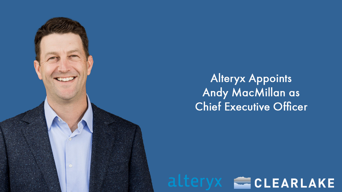 clearlake's tweet image. Alteryx, Inc., announces the appointment of Andy MacMillan as Chief Executive Officer

Read the full article here: ow.ly/kzOP50Ulmch

#Alteryx #AI #Leadership #PrivateEquity