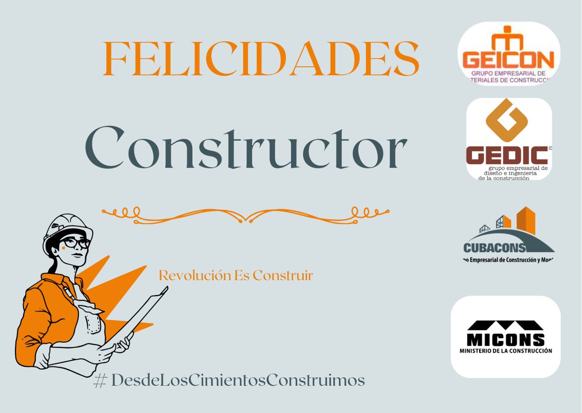 DuanyFuentes's tweet photo. #Felicidades constructores Cubanos. Estamos para #Servirte
#DesdeLosCimientosConstruimos
#ApoyamosTuObra
@CubaMicons https://t.co/XtbsV0MmXX