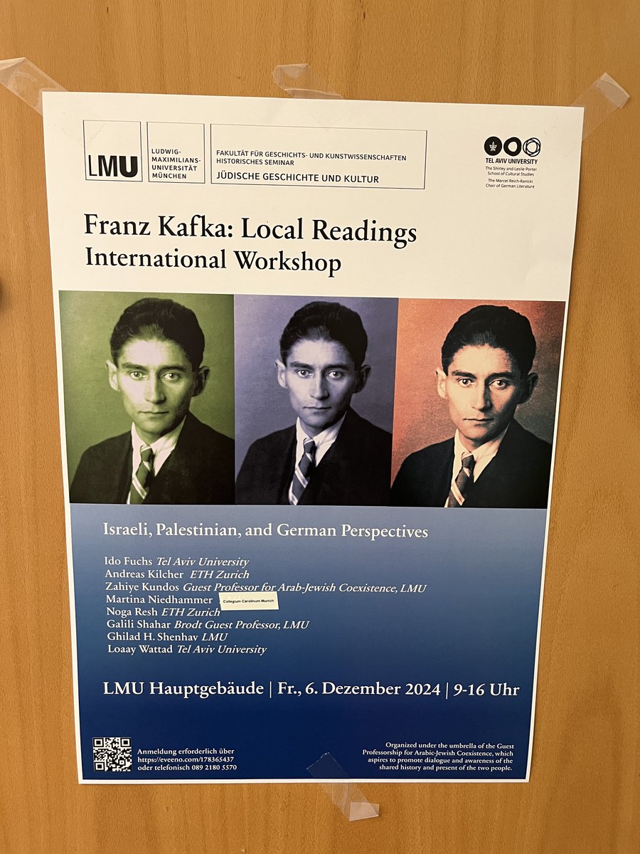 Tomorrow, we are organizing the workshop "Franz Kafka: Local Readings." German, Palestinian, and Israelis will examine the differences between reading Kafka in Munich, Prague, Jaffa, and Jerusalem and ask how Kafka’s stories allow different cultures to meet in times of crisis