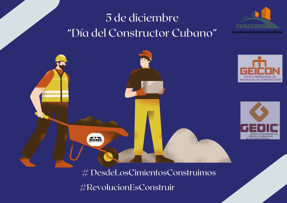 Claritzarp1902's tweet photo. Feliz día a todos nuestros constructores cubanos!!!
Gracias por ser y por estar!🇨🇺👏👏👏👏👏👏👏👏👏👏
 #DíaDelConstructor #ConstruyendoElFuturo
#ApoyamosTuObra
@CubaMicons @CubaCubacons @TServirte @Servirte1 @GEICONCUBA1 https://t.co/GYKhGKALlO