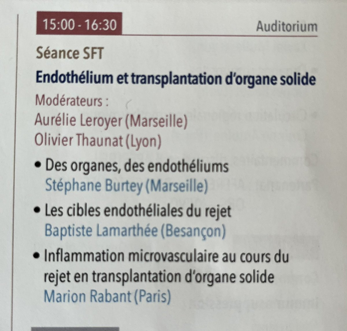 🔔 La session "Endothelium et Transplantation d’Organes Solides" débute maintenant à l’auditorium. 
#Transplantation #Marseille #PalaisPharo 
Rejoignez-nous ! 👇🏻
