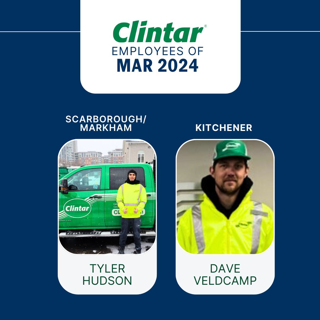 A look back at our local Employees of the Month in January-March of 2024! Congrats and thank you to our awesome team members!

Let's give them a hand! 👏

#TeamExcellence #EmployeeSpotlight #ClintarCulture