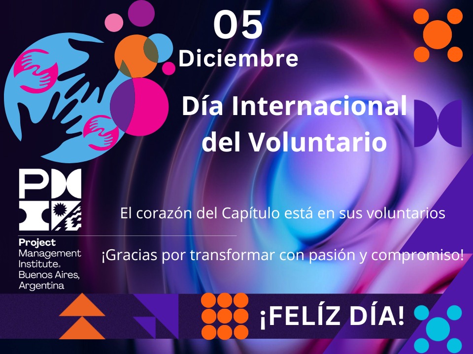 🌍✨ Hoy celebramos el Día Internacional del Voluntario ✨🌍
Agradecemos a todas las personas que con su tiempo, dedicación y pasión hacen del voluntariado una fuerza de cambio positivo.

¡Gracias voluntarios de PMIBA por su esfuerzo y compromiso!💪
¡Sigamos transformando juntos!