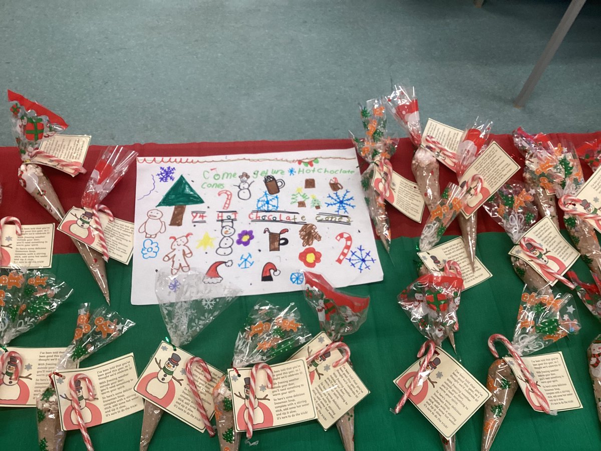 Year 4 are ready to sell their Snowman Soup at our Christmas Bazaar. 05/12/24