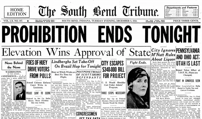 reedbevama's tweet photo. On December 5, 1933, the 21st Amendment popped the cork on Prohibition! 🎊 After years of dry spells, Americans celebrated with joy as legal libations flowed again. Raise your glass to liberty and a toast to adventure! 🥂🇺🇸 #21stAmendment #CheersToFreedom https://t.co/MmQNwvSpEz