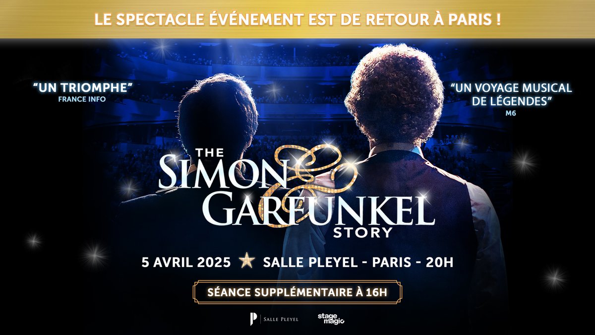 sallepleyel's tweet image. 🚨[ MISE EN VENTE ]🚨
Nous ajoutons une 2ème séance pour The Simon &amp;amp; Garfunkel Story à la Salle Pleyel ! Revivez les tubes du duo légendaires avec des musiciens du West End 🌟

🎫 Billetterie : tinyurl.com/mrykrkae