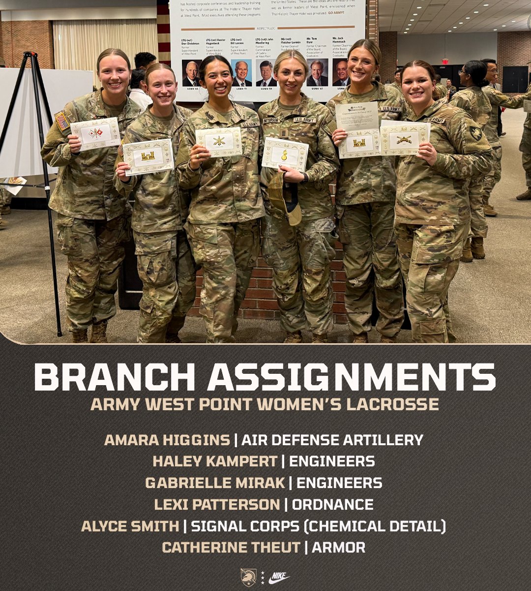 ArmyWP_WLax's tweet photo. Congratulations to our six firsties on receiving their branch assignments last night! 🪖

#GoArmy https://t.co/QgZQtzkRto