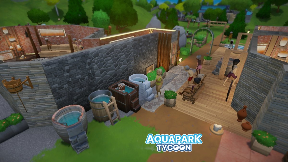 It’s getting cold outside, so it’s the perfect weather to build some beautiful saunas for your guests to warm up in - including a cold plunge tub for a quick cool down afterwards.❄️
Are you excited for #AquaparkTycoon, yet?
Join our discord &amp; let us know! 
discord.gg/aquaparktycoon