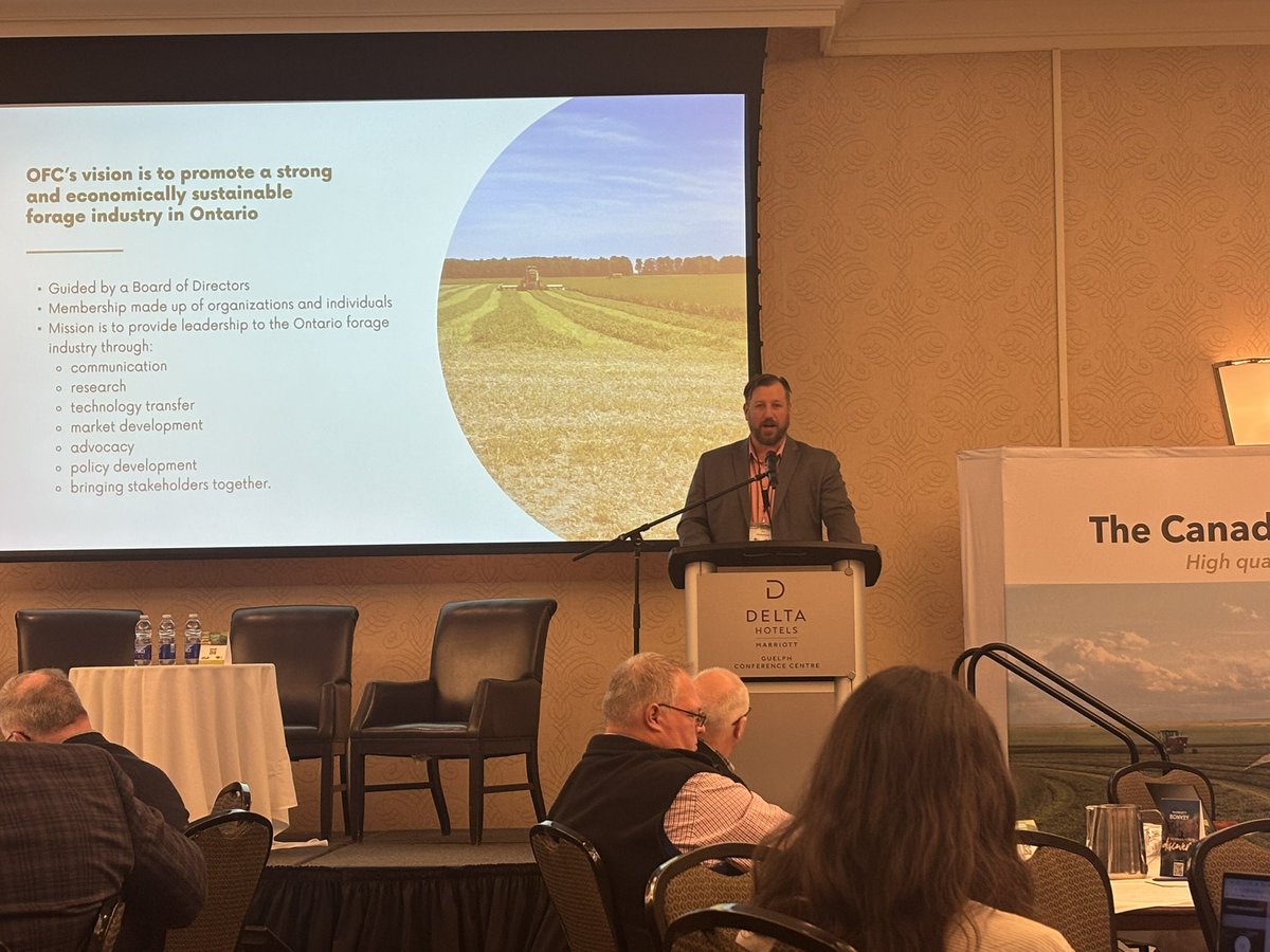 CFGA_ACPF's tweet photo. Cedric MacLeod, executive director of the Canadian Forage and Grassland Association gave an Operations Update this morning at the annual conference. Joe Dickenson shared the @ForageCouncil Update.
#CFGA24
#ACPF24 https://t.co/8YRu83DEEU
