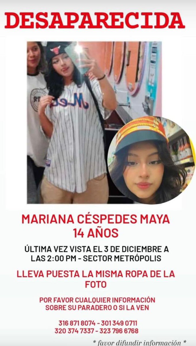 SomosJacarandas's tweet photo. Ella se encuentra desaparecida, es en Bogotá. Por favor difundan. https://t.co/2pyk9Q1tz8