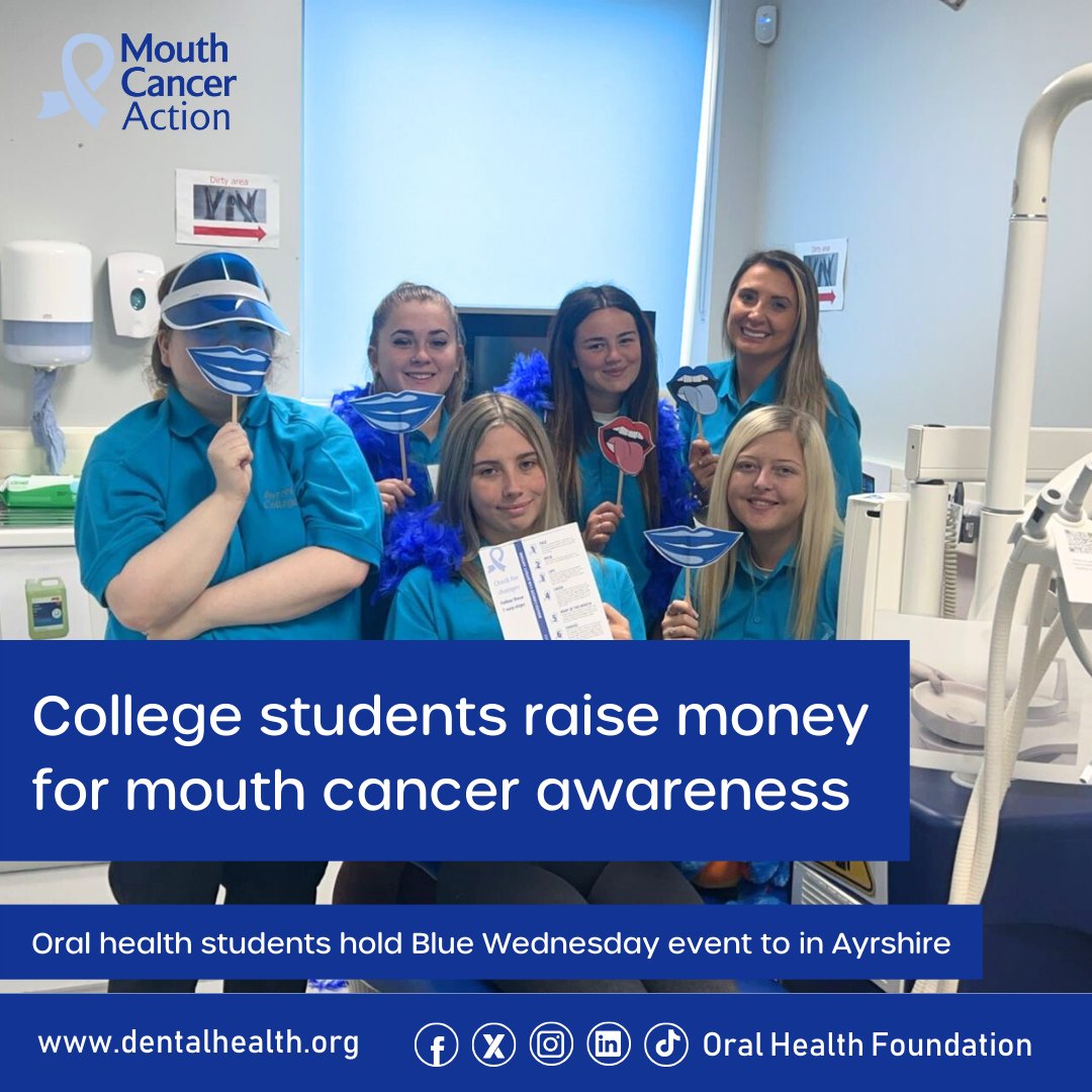 Well done to oral health course members from Ayrshire College who held an information day to raise money and spread awareness of mouth cancer. We love seeing students get involved with awareness activities. Congratulations on a successful event!