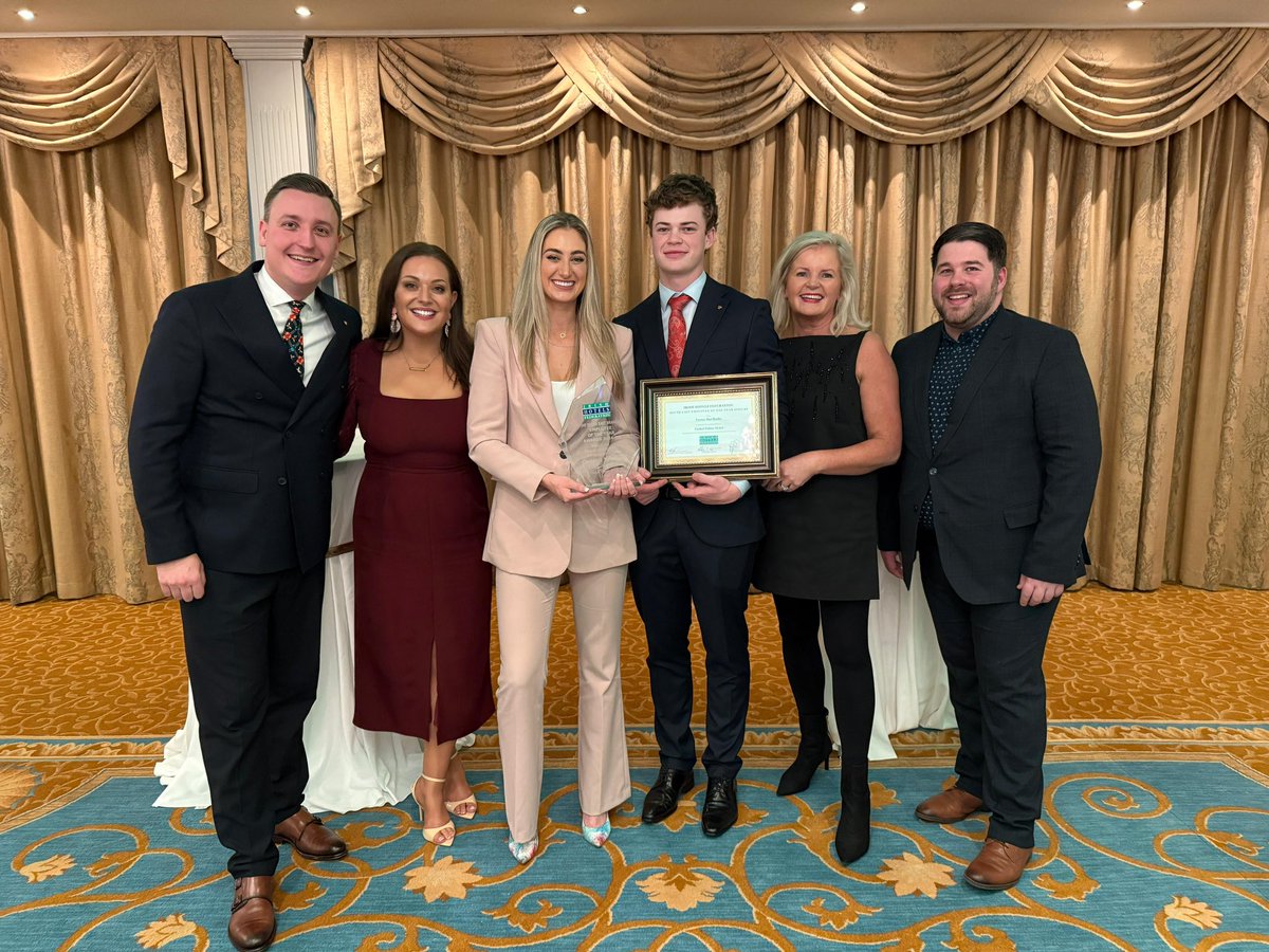 CashelPalace's tweet photo. What a team! 🎉🏆 Equine Concierge Emma-Mai Roche was the recipient of the Employee of the Year Awards at the @IHFcomms South Eastern Awards last night! Pictured with her joyous Front of House Colleagues. ❤️ https://t.co/nEk91v6c42