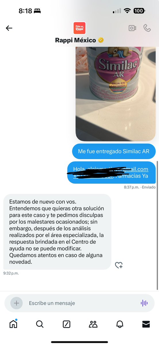martina___aa's tweet photo. Igual de ineficientes. Terrible que jueguen con el alimento de un bebé de esa manera. @RappiMexico https://t.co/iARjhT8N2M