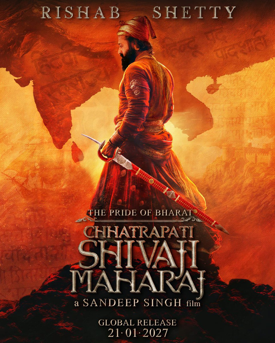 KomalNahta's tweet image. A grand welcome in Hindi film industry of  National Award-winning star Rishab Shetty in and as Chhatrapati Shivaji Maharaj, directed by filmmaker #SandeepSingh  🎬 Fans are going gaga as Rishab Shetty is here with his mega films’ line-up in a row: Kantara Chapter 1,
Jai Hanuman,…