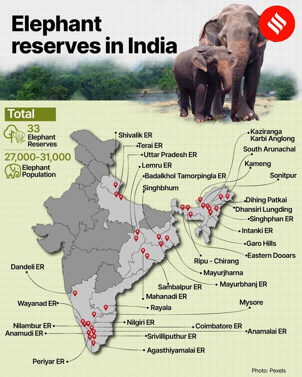 _upsc_focus's tweet photo. Elephant reserves in india
Pic credit: IE
#ElephantReserves #upsc2025 https://t.co/ZcqseA3HE5