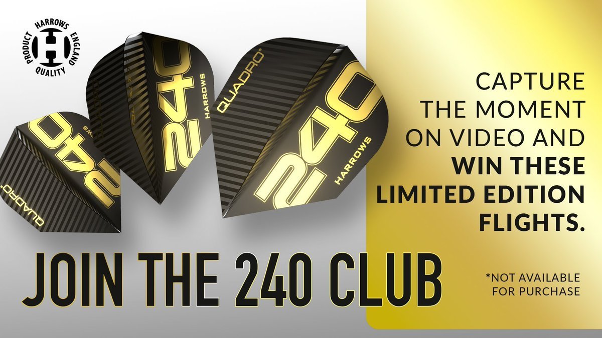 HarrowsDarts's tweet photo. 25 names have been added to the 240 Club Hall of Fame so far and received their exclusive flights!
Can you catch yourself hitting a 240 and join the club?
#Quadro240 #240Club https://t.co/mbknrfOuHB