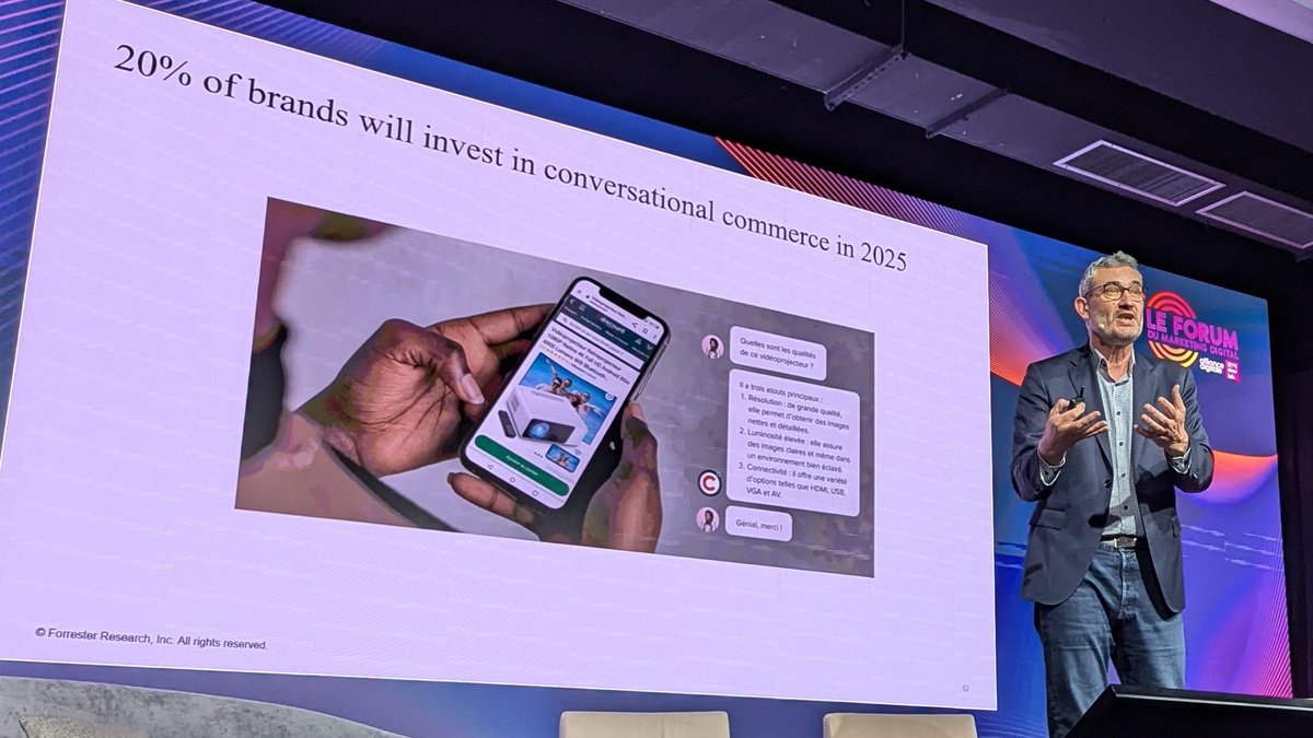 MedinaKone's tweet photo. " l'#ia au service de l'expérience client" 20% des marques vont se lancer dans le commerce conversationnel !
#forumad #forumad2024 #iimparis #ia #ecommerce #marketingdigital #retail #commerce #alliancedigitale #data https://t.co/v6Ziy3hN4T
